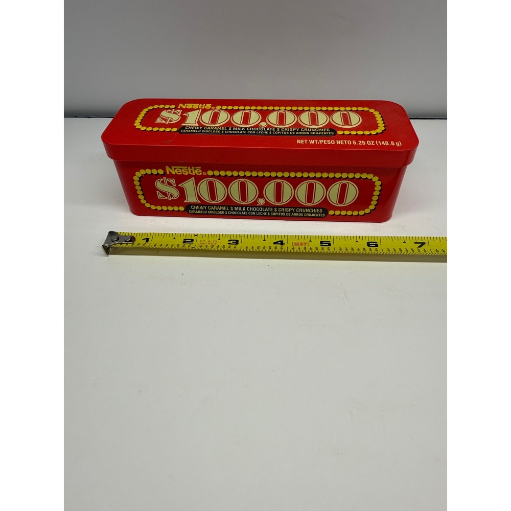 Vintage Nestle 100 Grand Bar Candy Tin Red Gold $100,000 Collectible Storage Box